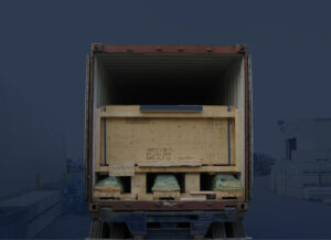 Loading Cratex crate into shipping container and skids